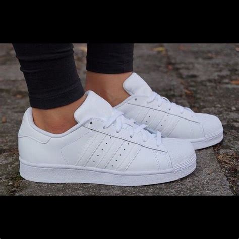 all white Adidas Superstar women's